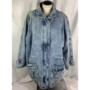 Vtg Sergio Valente Barn Style‎ Denim  Stone Wash Jacket Women's Size 15/16